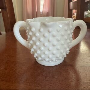 Fenton Hobnail White Milk Glass Sugar Bowl